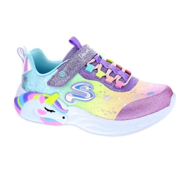 Sneakers - SKECHERS - Unicorn Dreams - Girl - Gul, Blå, Lila - Spetsar - Textil - Platt Flerfärgad