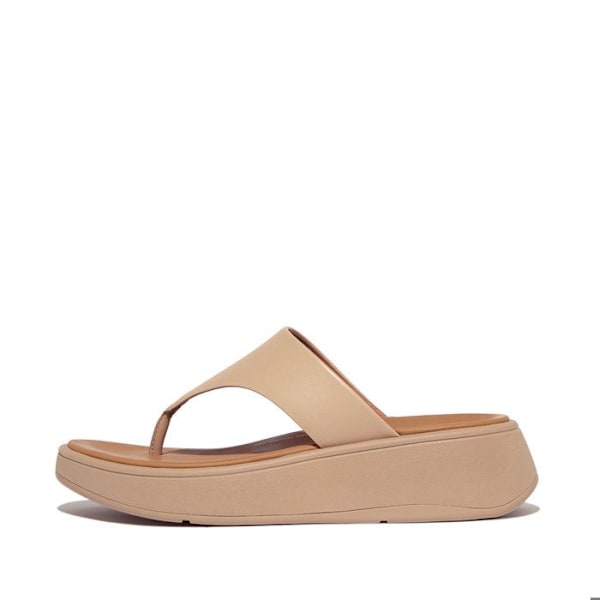 FitFlop F-Mode Flatform lädersandaler för kvinnor beige lamell 40