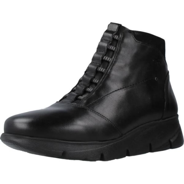 FLUCHOS F1358 ankelboots - Svarta - 5 cm fyrkantig klack - Läder och textil - Tillverkad i Spanien Svart 35