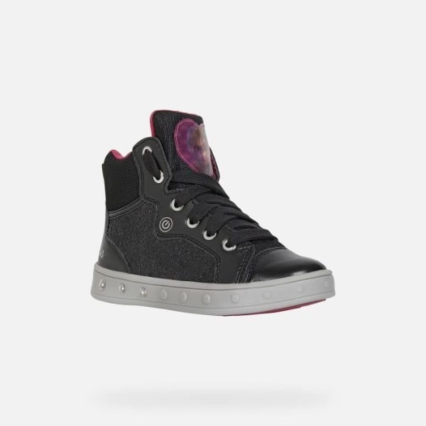 GEOX J SKYLIN Sneakers för flickor - Svarta och fuchsia - Pearly lädereffekt - Frozen 33