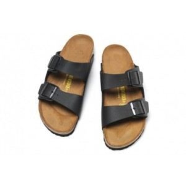 Birkenstock Arizona svarta sandaler för män i läder - 2 justerbara spännen 37