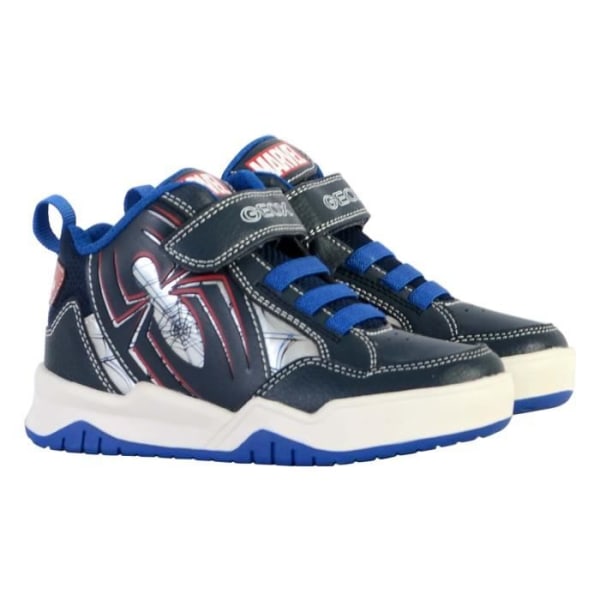 Geox Perth Sneaker i läder för barn - Pojke - Scratch - Blå - Marinblå/röd 35