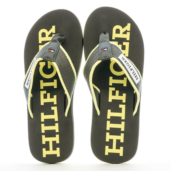 Tommy Hilfiger Patch Beach herr svart/gul flip flops Svart 45