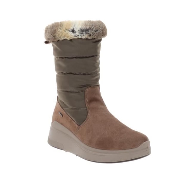 Damkängor i läder och tyg - Igi&amp;Co - Platt klack - Höjd 5 cm - Beige