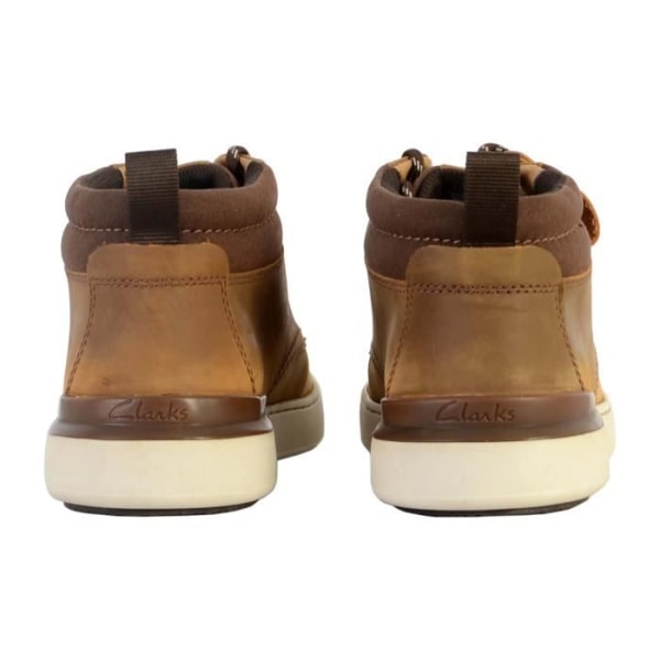 High Top Sneaker för män - CLARKS - CourtLite Mid - Läder - Ljusbrun - Runda snören - Exceptionell komfort 43