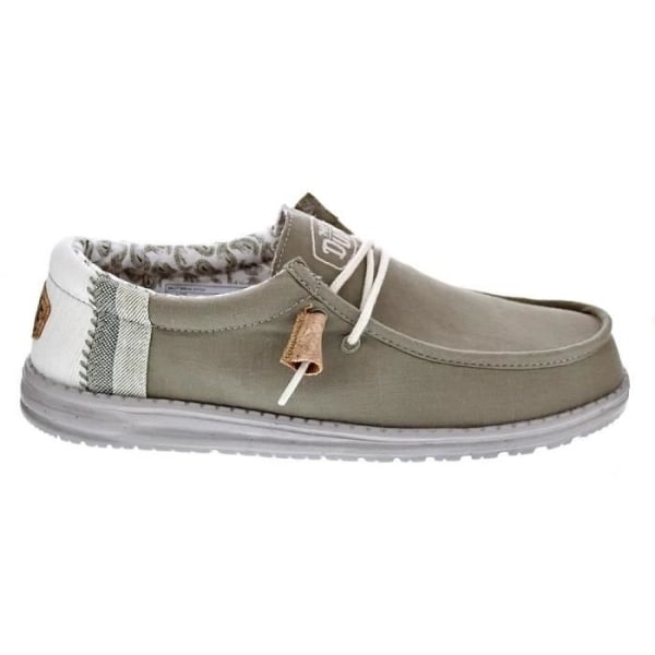 Loafers för män - Hey Dude - Wally Linen Natural - Vit/Grön - Textil Grön 43