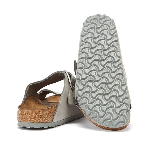 Gråa sandaler för kvinnor - Birkenstock Arizona Big Buckle - Läder - Åtdragningsspänne 40
