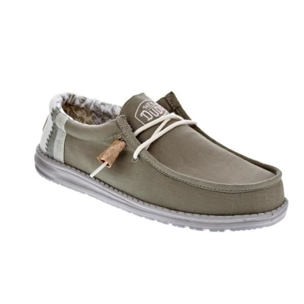 Loafers för män - Hey Dude - Wally Linen Natural - Vit/Grön - Textil