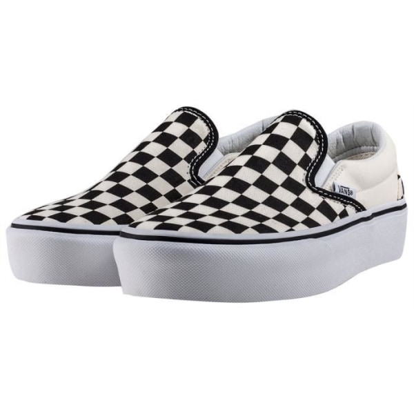 Dam Vans Klassiska Slip-on Check Platform Slip-On Skor - Vit Svart - Vuxen