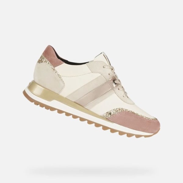 D TABELYA låga sneakers för kvinnor - GEOX - Vit och ljusbeige - Läder - Snören Vit och ljus beige 37