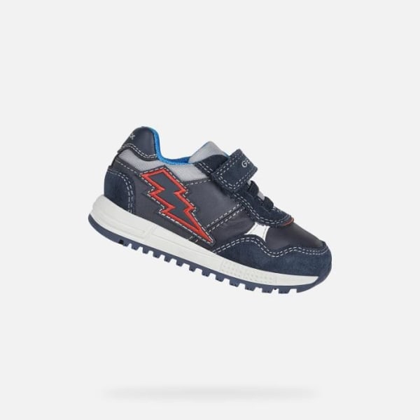 Retro löparsneakers för pojkar - GEOX - B ALBEN - Läder - Scratch - Mörk marinblått och rött 20