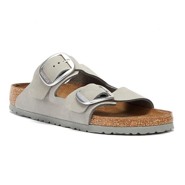 Gråa sandaler för kvinnor - Birkenstock Arizona Big Buckle - Läder - Åtdragningsspänne 38