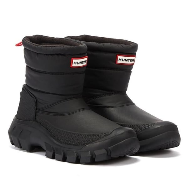 Korta snöstövlar i svart läder för kvinnor - Hunter Intrepid - Vattentät - EU 39
