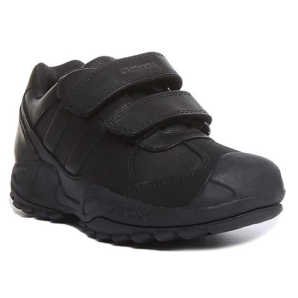 Geox J Savage 2 strap slip svarta sneakers för ungdomar - GEOX varumärke - Läder - Girl - Scratch Svart 36