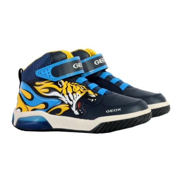 Geox Inek Barn High Top Sneaker - Grå/ljusblå - Scratch - Herr Grå/ljusblå 29