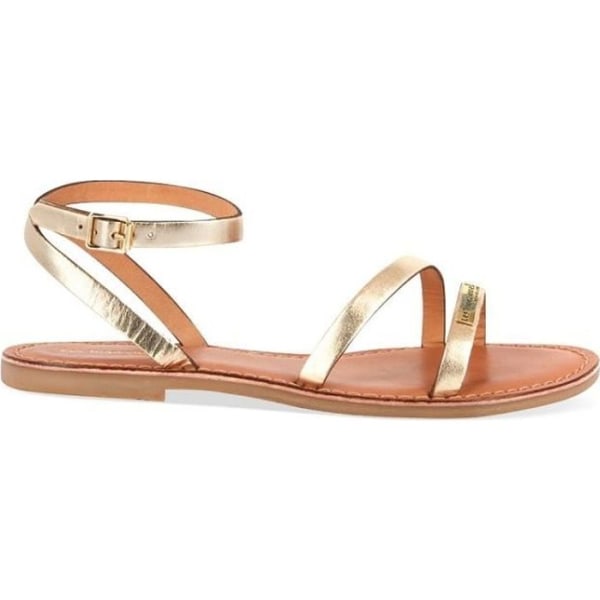 Les Tropéziennes platta sandaler från M. Belardi Hanak i guldläder med justerbart spänne för kvinnor 36