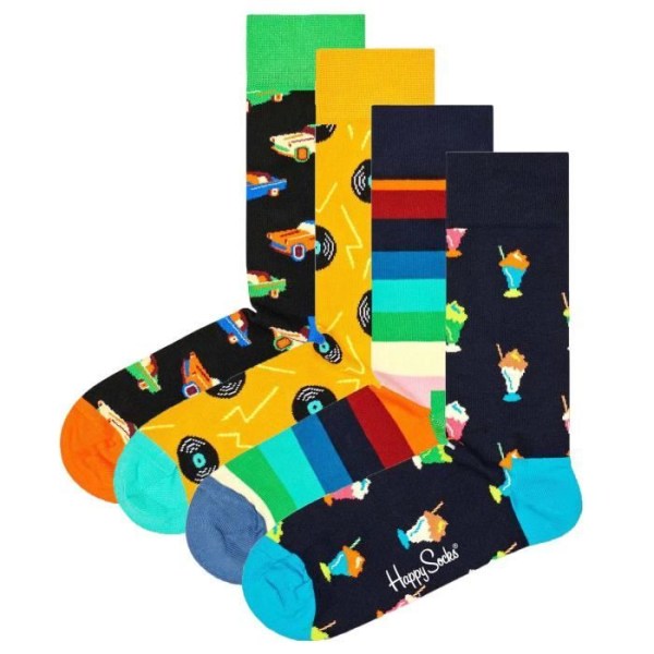 Happy Socks Unisex-strumpor - mönster, 4-pack