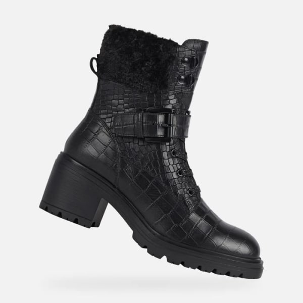 Geox D DAMIANA Ankelboots för kvinnor i svart textil - Casual och trendig stil Svart 37 1/2