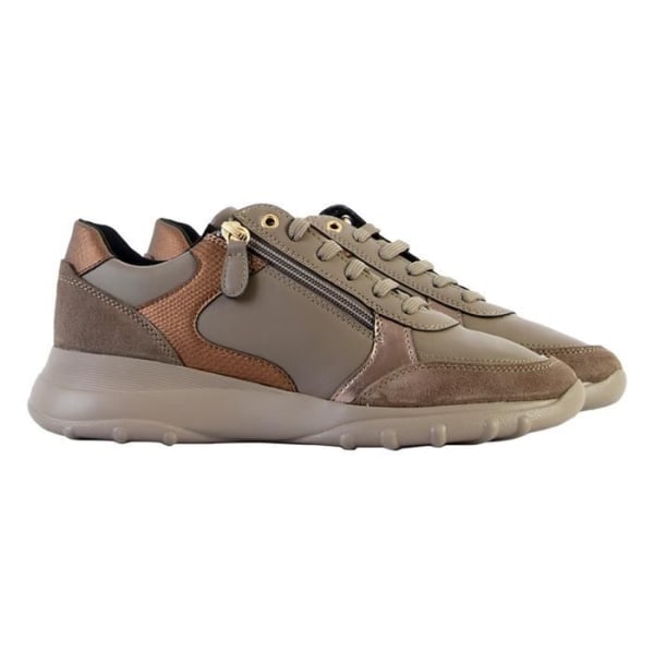 Sneaker dam - GEOX - Alleniee - Läder - Mörk Taupe - Snören Mörk taupe 36