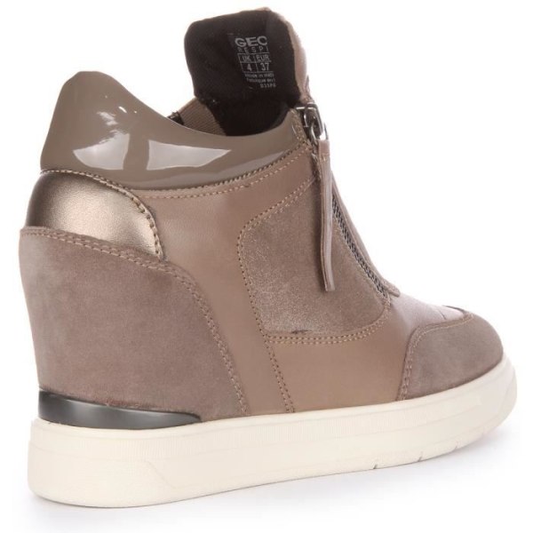 Geox D Maurica A läder wedge sneakers - Taupe - Dam - Dragkedja i sidan Mol 40