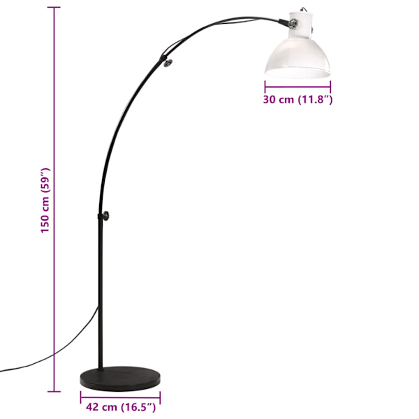 Golvlampa 25 W vit 150 cm E27