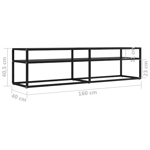 Tv-bänk svart 160x40x40,5 cm härdat glas