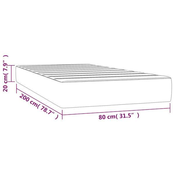 Pocketresårmadrass ljusgrå 80x200x20 cm tyg