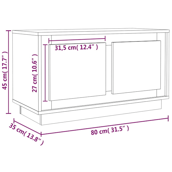 Tv-bänk grå sonoma 80x35x45 cm konstruerat trä