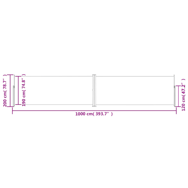 Infällbar sidomarkis 200x1000 cm blå