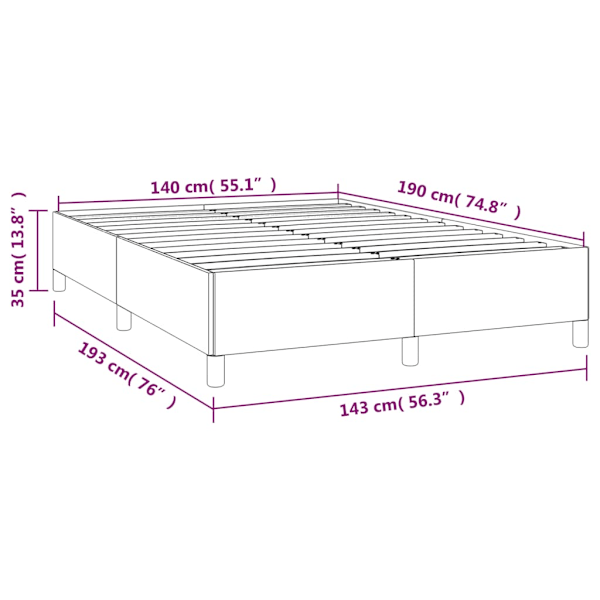 Sängram utan madrass svart 140x190 cm sammet