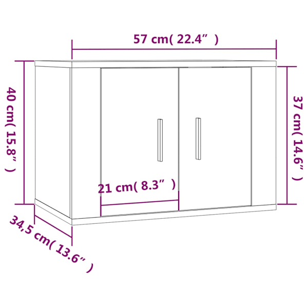 Väggmonterat tv-bänk betonggrå 57x34,5x40 cm