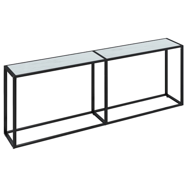 Konsolbord vit marmor 220x35x75,5 cm härdat glas