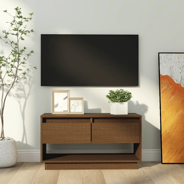 Tv-bänk honungsbrun 74x34x40 cm massiv furu