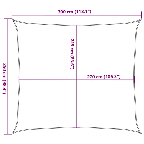 Solsegel 160 g/m² blå 2,5x3 m HDPE