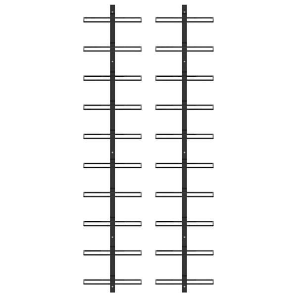 Väggmonterat vinställ för 20 flaskor 2 st svart metall