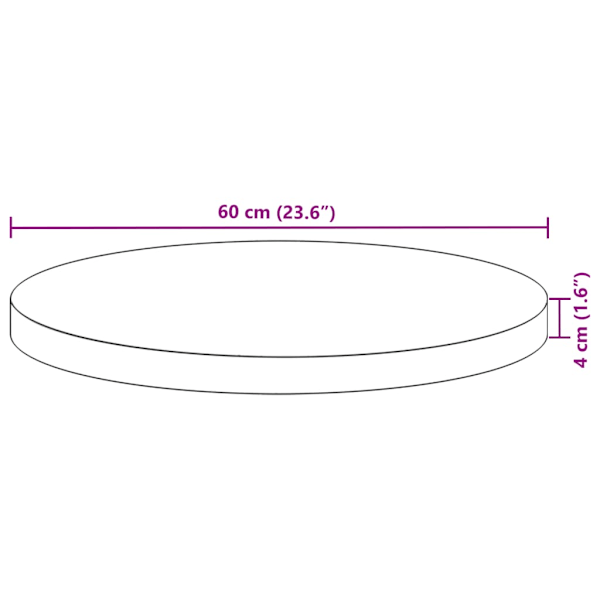 Bordsskiva rund Ø60x4 cm massivt akaciaträ