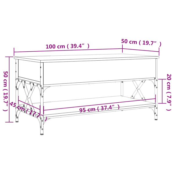 Soffbord svart 100x50x50 cm konstruerat trä och metall