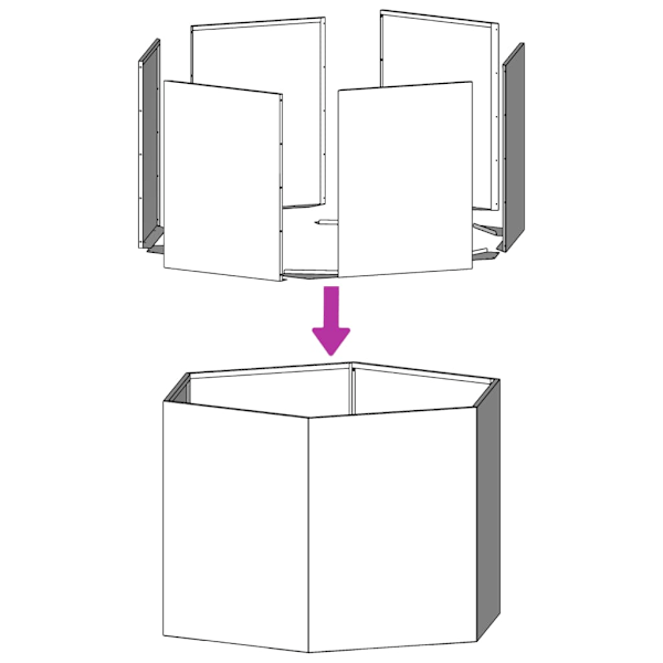 Odlingslåda vit sexkantig 104x90x45 cm stål