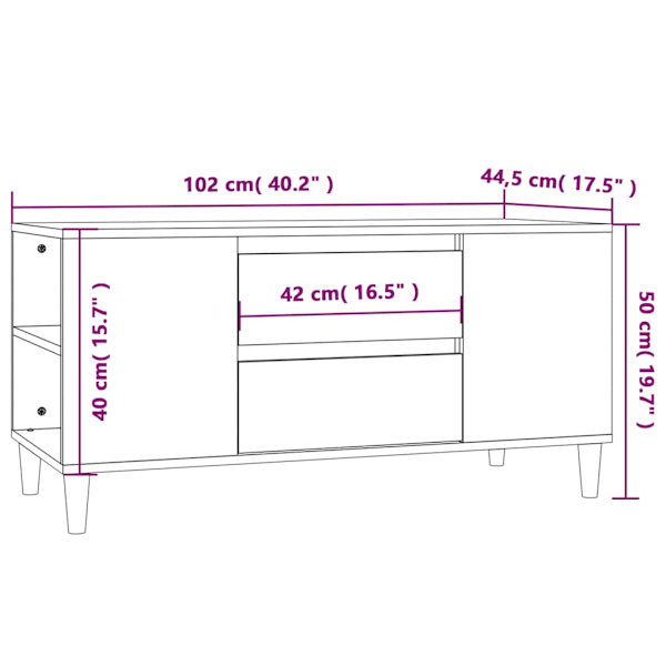 Tv-bänk vit 102x44,5x50 cm konstruerat trä