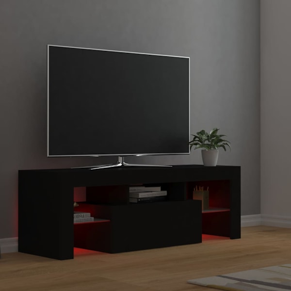 TV-bänk med LED-belysning svart 120x35x40 cm