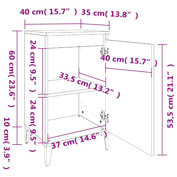 Sängbord 2 st rökfärgad ek 40x35x70 cm konstruerat trä