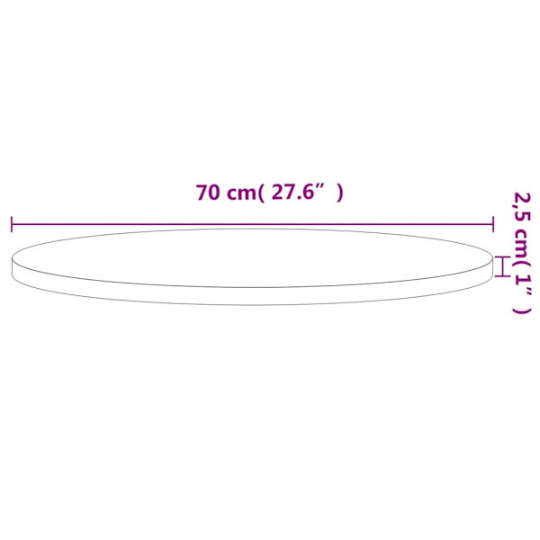 Bordsskiva Ø70x2,5 cm rund massivt bokträ