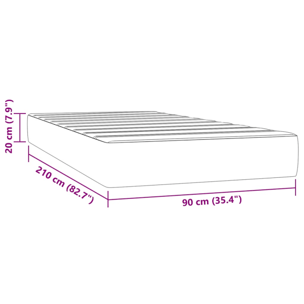 Pocketresårmadrass mörkgrå 90x210x20 cm sammet