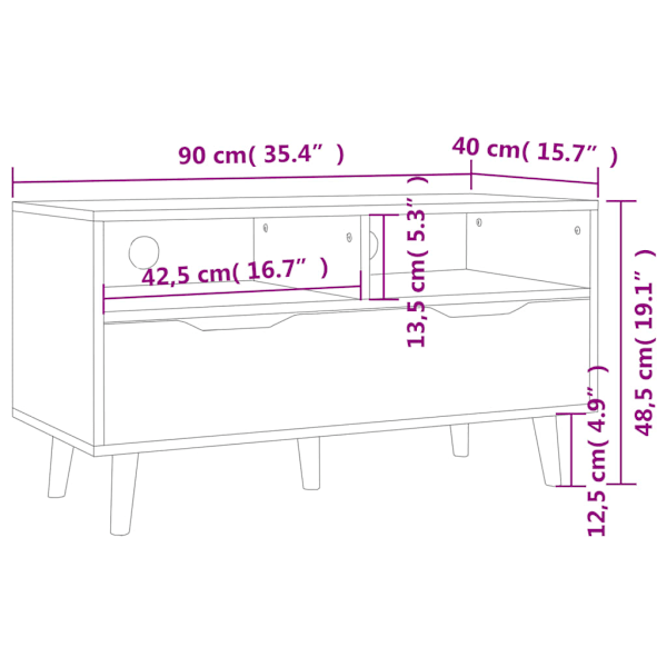 Tv-bänk vit högglans 90x40x48,5 cm konstruerat trä