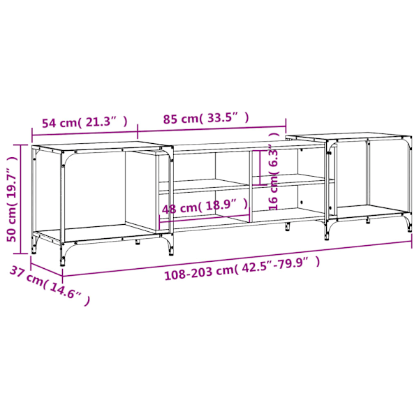 Tv-bänk svart 203x37x50 cm konstruerat trä