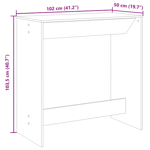 Barbord brun ek 102x50x103,5 cm konstruerat trä