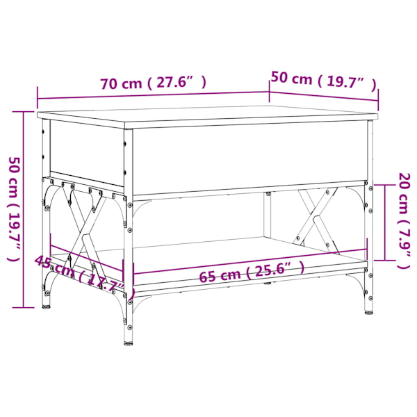 Soffbord svart 70x50x50 cm konstruerat trä och metall