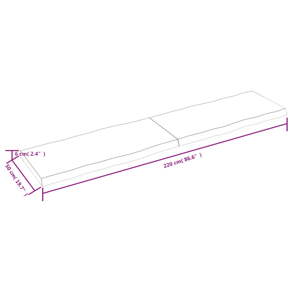 Bordsskiva ljusbrun 220x50x(2-6) cm massivt trä levande kant