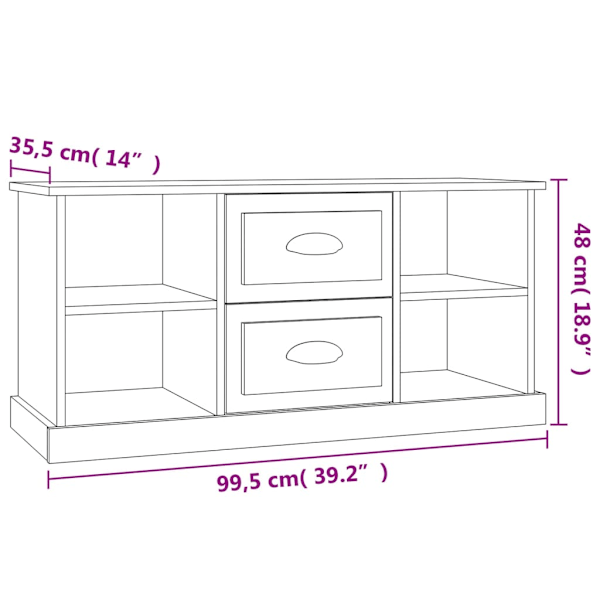 Tv-bänk vit högglans 99,5x35,5x48 cm konstruerat trä