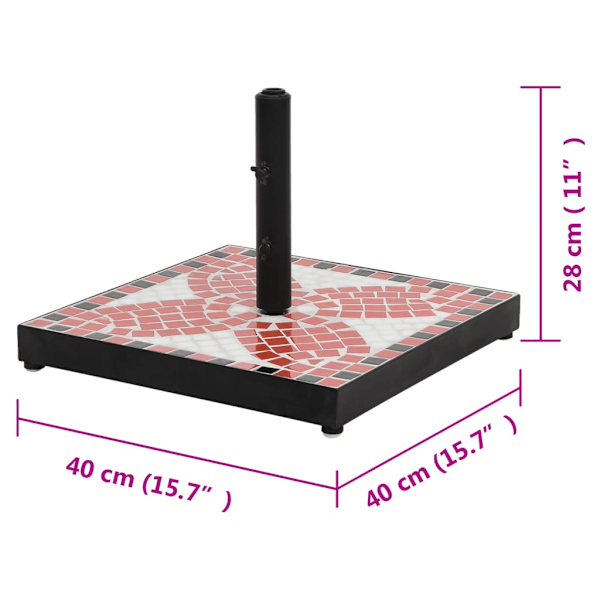 Parasollfot terrakotta och vit fyrkantig 12 kg